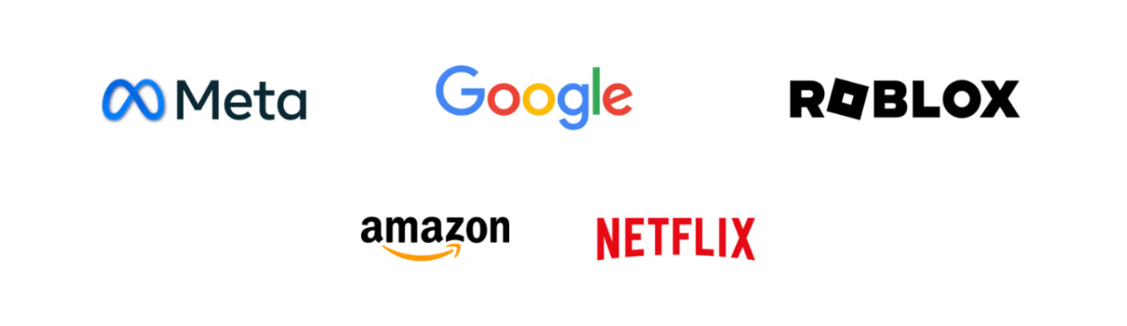 Meta, Google, Roblox, Amazon, Netflix
